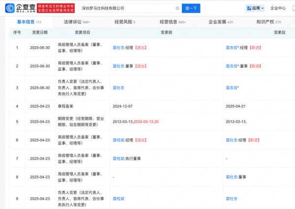 容新策略 罗马仕法定代表人变更, 任期不足三个月 | 大鱼财经